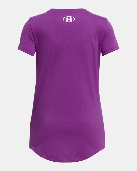 Girls' UA Sportstyle Graphic Short Sleeve in Purple image number 1